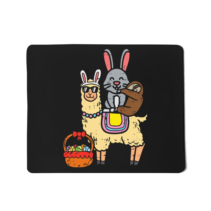 Easter Bunny Sloth On Llama Eggs Cute Alpaca Mousepad