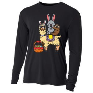 Easter Bunny Sloth On Llama Eggs Cute Alpaca Cooling Performance Long Sleeve Crew