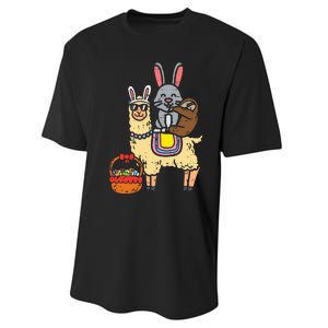 Easter Bunny Sloth On Llama Eggs Cute Alpaca Performance Sprint T-Shirt