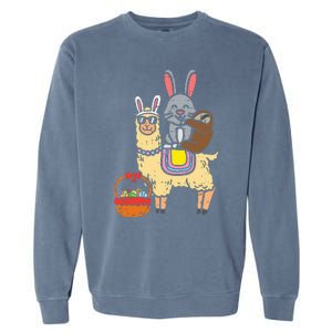 Easter Bunny Sloth On Llama Eggs Cute Alpaca Garment-Dyed Sweatshirt