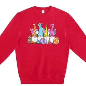 Easter Bunny Spring Gnome Easter Egg Hunting And Basket Premium Crewneck Sweatshirt