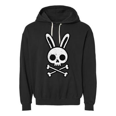 Easter Bunny Skull Cross Bones Rabbit Goth Garment-Dyed Fleece Hoodie