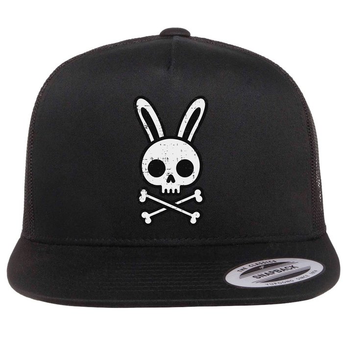 Easter Bunny Skull Cross Bones Rabbit Goth Flatbill Hat