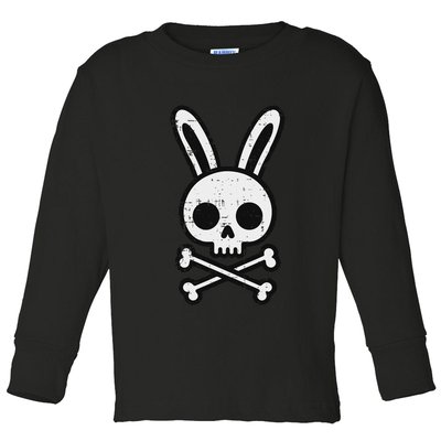 Easter Bunny Skull Cross Bones Rabbit Goth Toddler Long Sleeve Shirt
