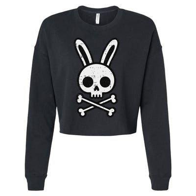 Easter Bunny Skull Cross Bones Rabbit Goth Cropped Pullover Crew