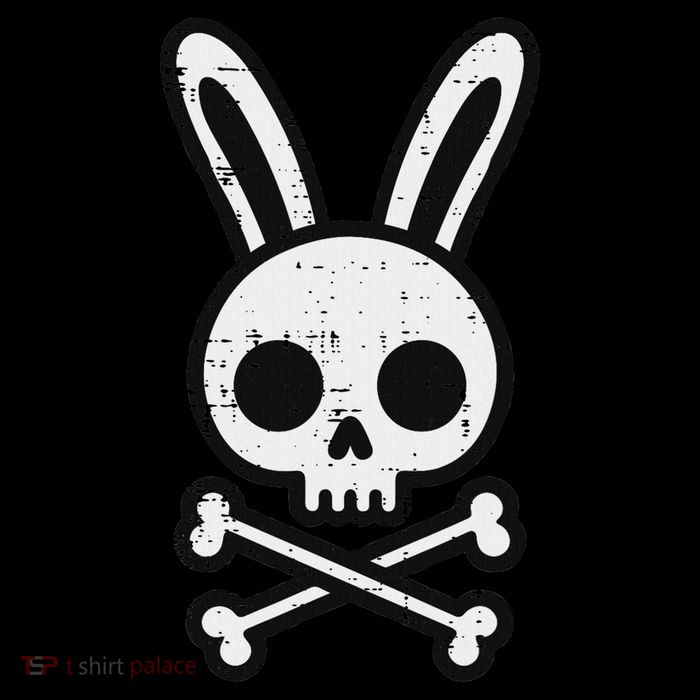 Easter Bunny Skull Cross Bones Rabbit Goth Cropped Pullover Crew
