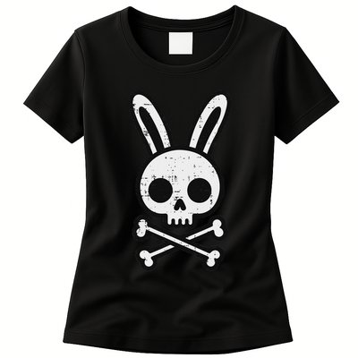 Easter Bunny Skull Cross Bones Rabbit Goth Womens T-Shirt