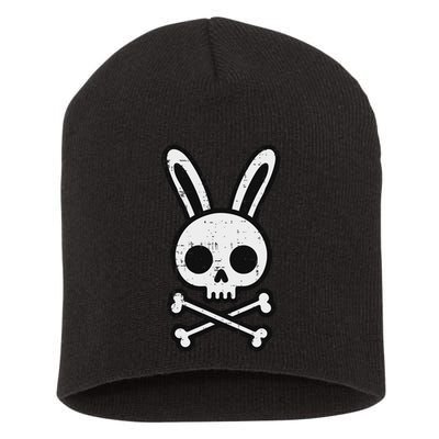 Easter Bunny Skull Cross Bones Rabbit Goth Short Acrylic Beanie