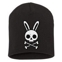 Easter Bunny Skull Cross Bones Rabbit Goth Short Acrylic Beanie