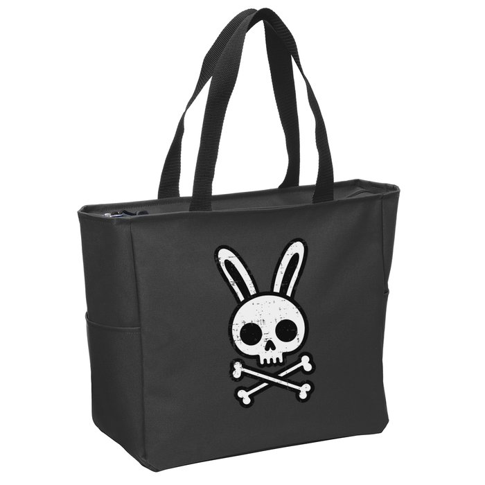 Easter Bunny Skull Cross Bones Rabbit Goth Zip Tote Bag