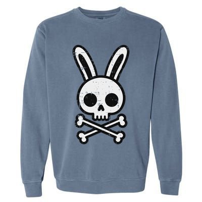 Easter Bunny Skull Cross Bones Rabbit Goth Garment-Dyed Sweatshirt