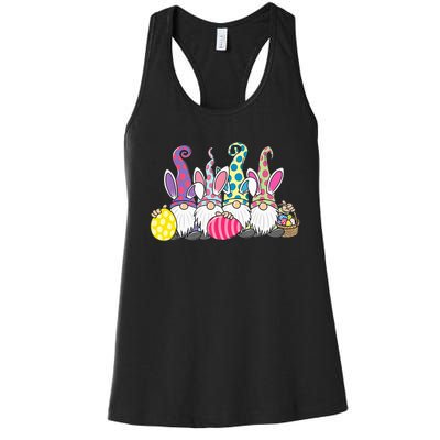 Easter Bunny Spring Cute Gnome Easter Egg Hunting And Basket Women's Racerback Tank