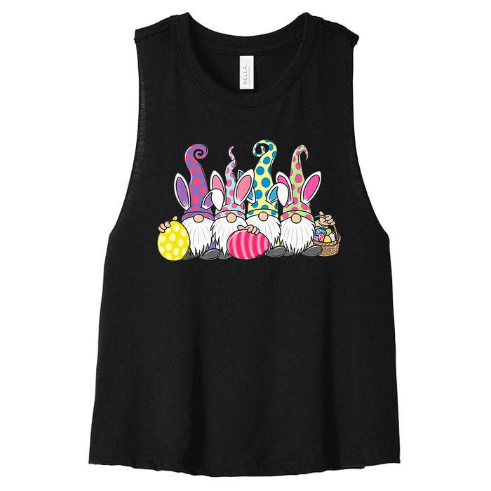 Easter Bunny Spring Cute Gnome Easter Egg Hunting And Basket Women's Racerback Cropped Tank