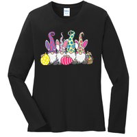 Easter Bunny Spring Cute Gnome Easter Egg Hunting And Basket Ladies Long Sleeve Shirt