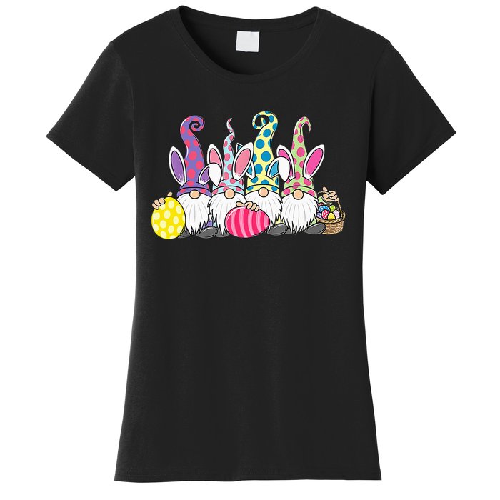 Easter Bunny Spring Cute Gnome Easter Egg Hunting And Basket Women's T-Shirt