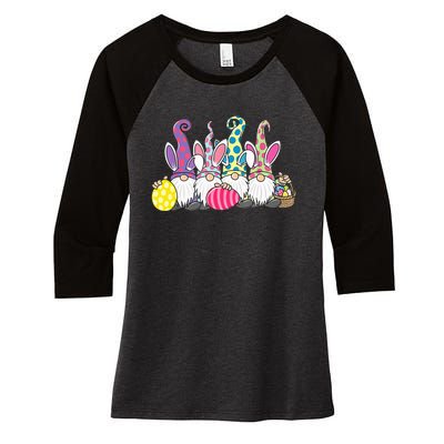 Easter Bunny Spring Cute Gnome Easter Egg Hunting And Basket Women's Tri-Blend 3/4-Sleeve Raglan Shirt