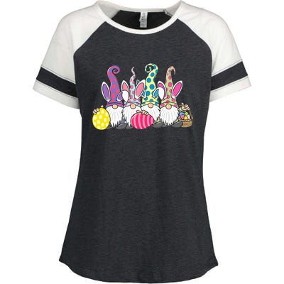 Easter Bunny Spring Cute Gnome Easter Egg Hunting And Basket Enza Ladies Jersey Colorblock Tee