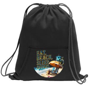 Eat Beach Sleep Repeat Sea Humorous Beach Sweatshirt Cinch Pack Bag