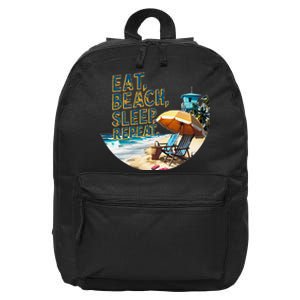 Eat Beach Sleep Repeat Sea Humorous Beach 16 in Basic Backpack