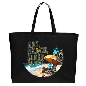 Eat Beach Sleep Repeat Sea Humorous Beach Cotton Canvas Jumbo Tote