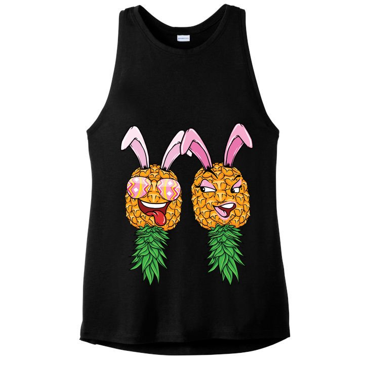 Easter Bunny Swinger Couple Upside Down Pineapple Gift Ladies PosiCharge Tri-Blend Wicking Tank