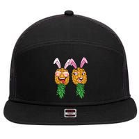Easter Bunny Swinger Couple Upside Down Pineapple Gift 7 Panel Mesh Trucker Snapback Hat