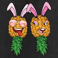Easter Bunny Swinger Couple Upside Down Pineapple Gift 7 Panel Mesh Trucker Snapback Hat
