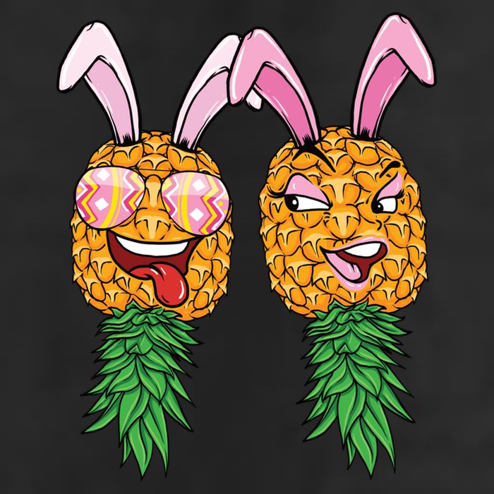 Easter Bunny Swinger Couple Upside Down Pineapple Gift 7 Panel Mesh Trucker Snapback Hat