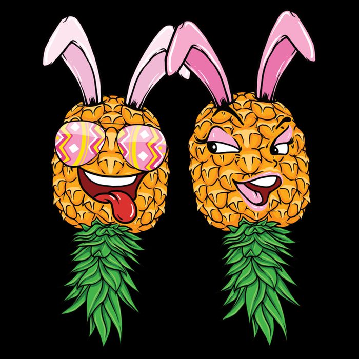 Easter Bunny Swinger Couple Upside Down Pineapple Gift Doggie Tank