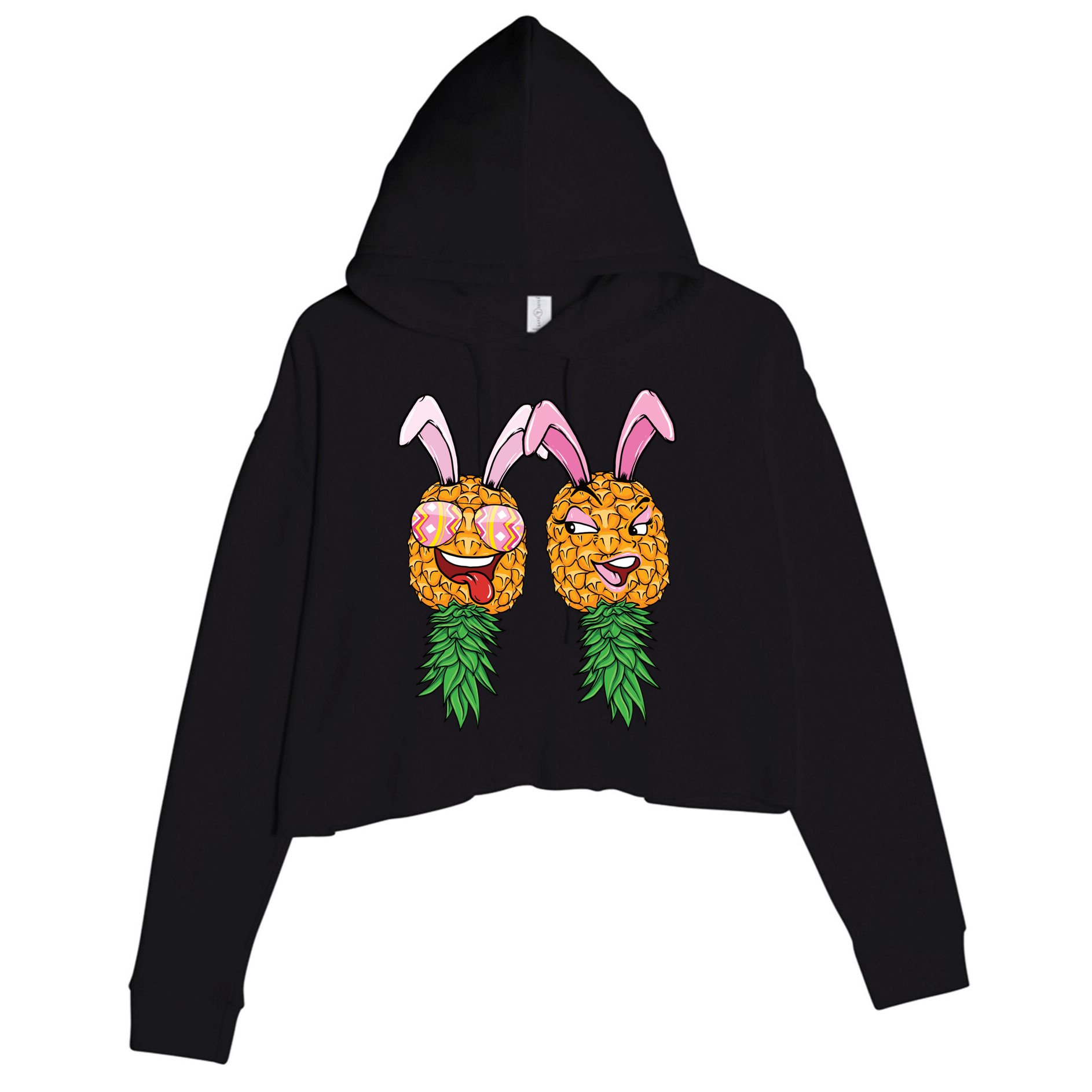 Easter Bunny Swinger Couple Upside Down Pineapple Gift Crop Fleece Hoodie