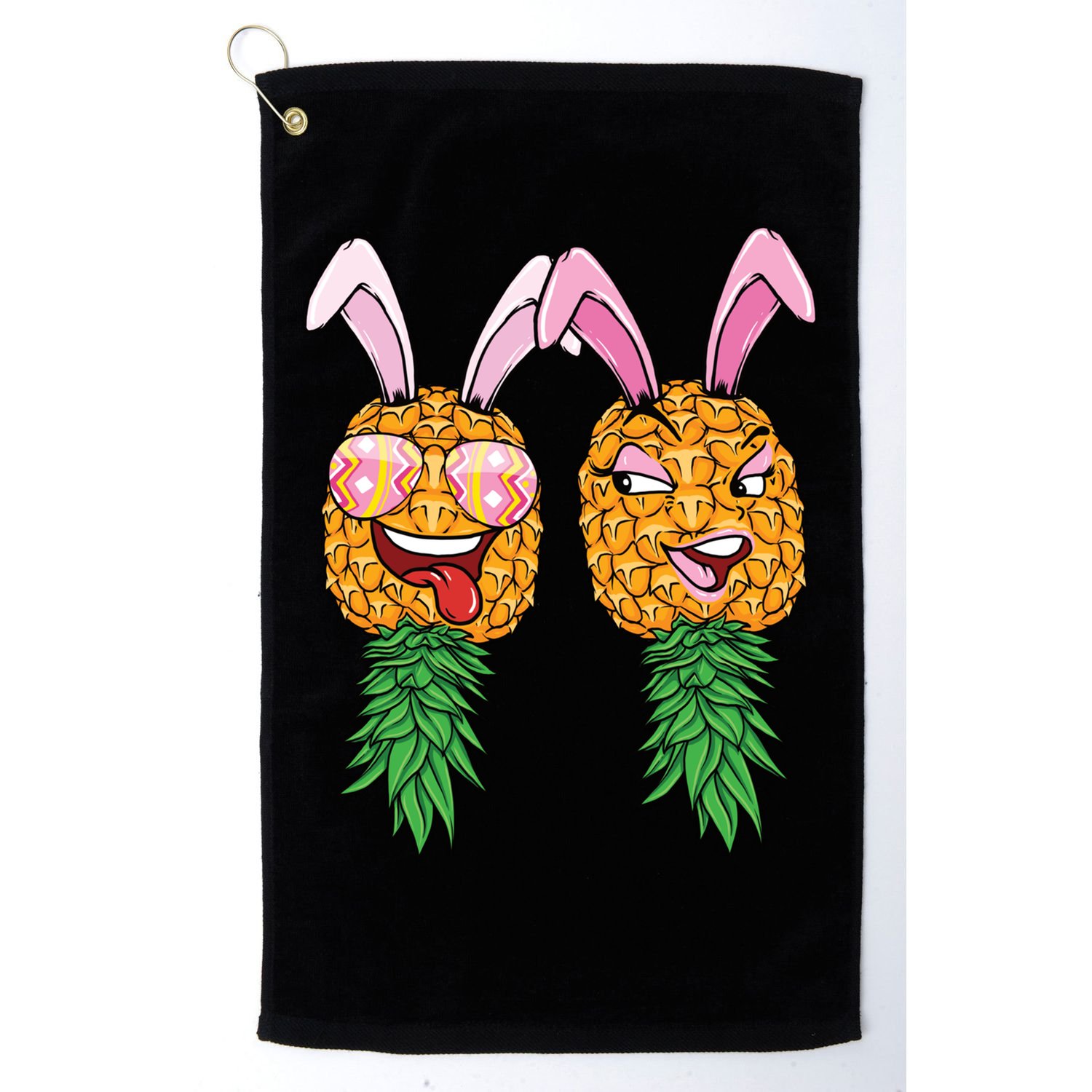 Easter Bunny Swinger Couple Upside Down Pineapple Gift Golf Towel