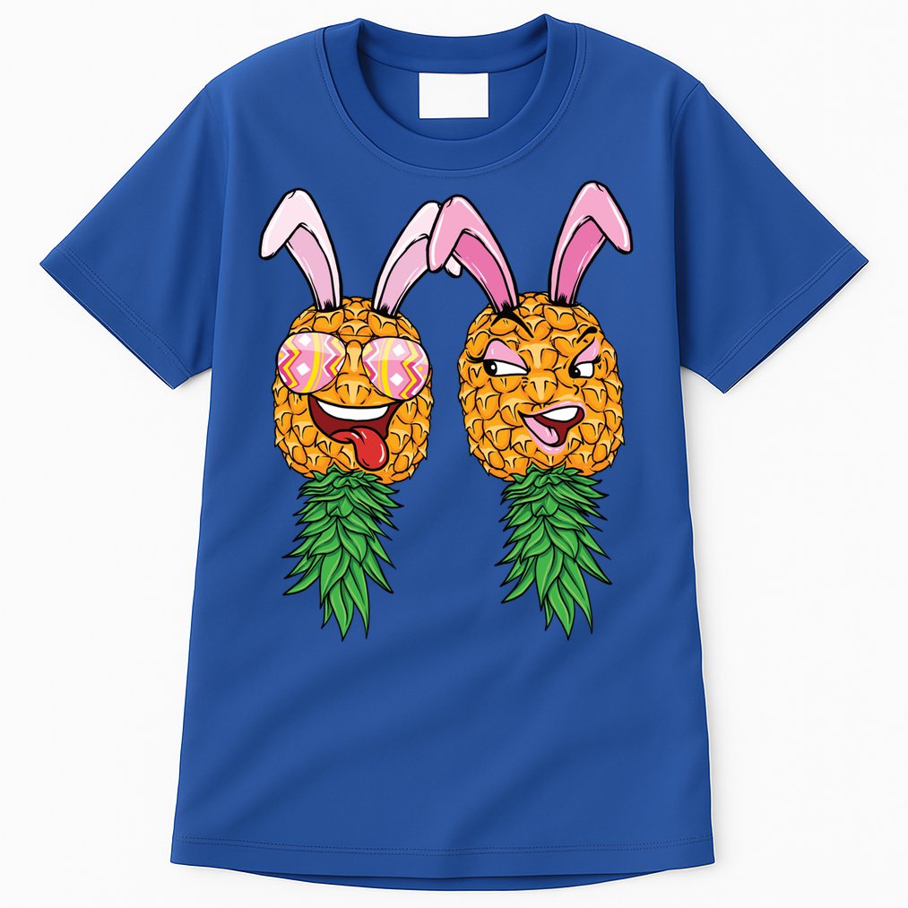 Easter Bunny Swinger Couple Upside Down Pineapple Gift Tall T-Shirt
