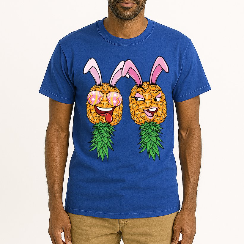Easter Bunny Swinger Couple Upside Down Pineapple Gift Tall T-Shirt