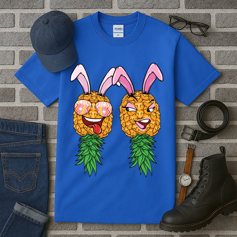 Easter Bunny Swinger Couple Upside Down Pineapple Gift Tall T-Shirt