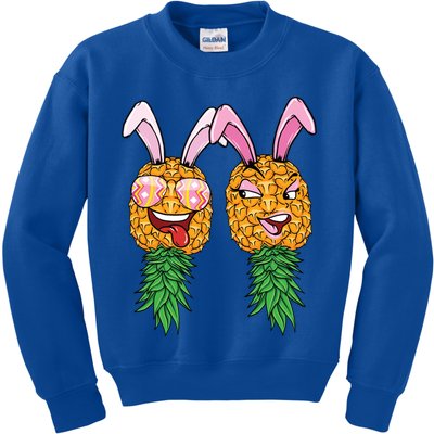 Easter Bunny Swinger Couple Upside Down Pineapple Gift Kids Sweatshirt