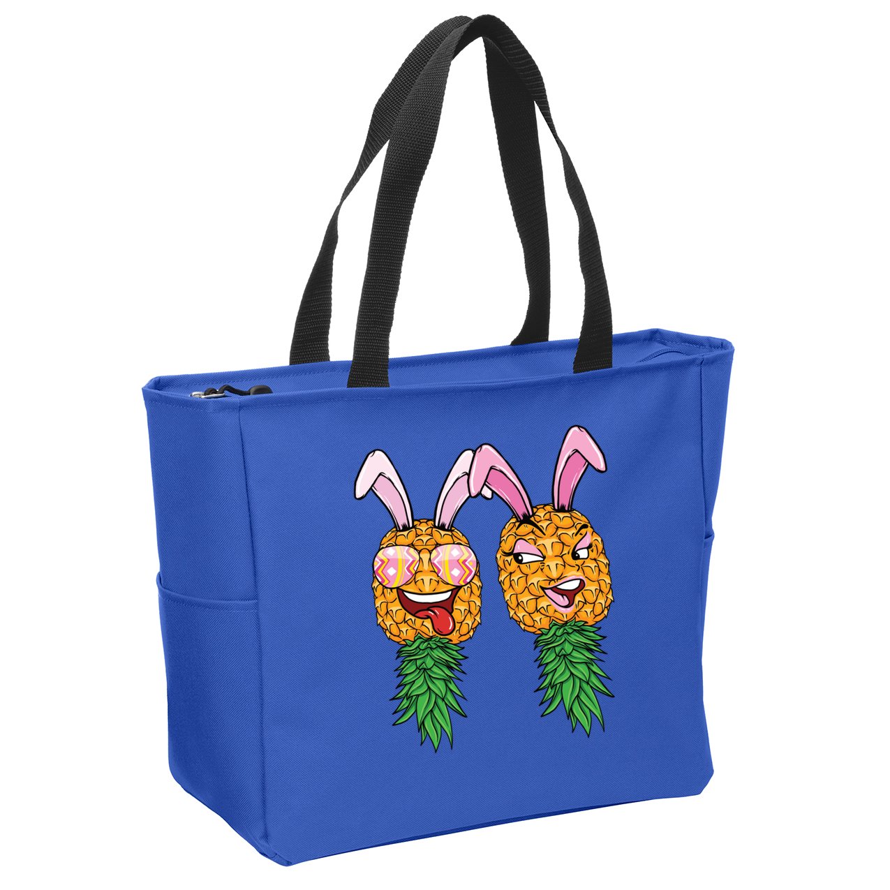 Easter Bunny Swinger Couple Upside Down Pineapple Gift Zip Tote Bag