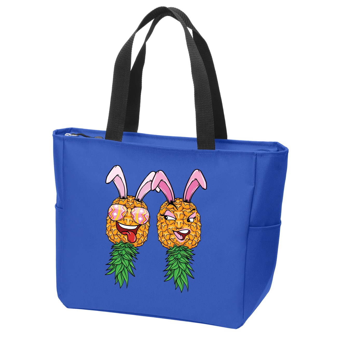 Easter Bunny Swinger Couple Upside Down Pineapple Gift Zip Tote Bag