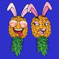 Easter Bunny Swinger Couple Upside Down Pineapple Gift Zip Tote Bag