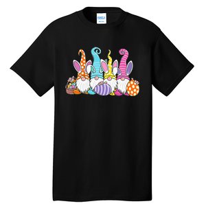 Easter Bunny Spring Gnome Easter Egg Hunting And Basket Tall T-Shirt