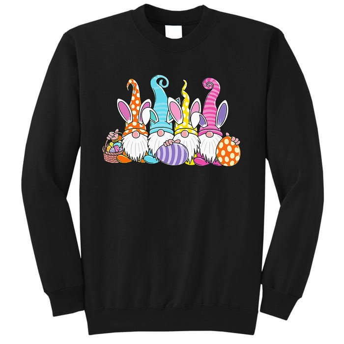 Easter Bunny Spring Gnome Easter Egg Hunting And Basket Tall Sweatshirt