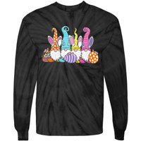 Easter Bunny Spring Gnome Easter Egg Hunting And Basket Tie-Dye Long Sleeve Shirt