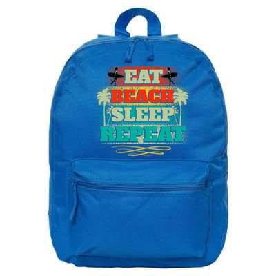 Eat Beach Sleep Repeat Retro Summer Fun Meaningful Gift 16 in Basic Backpack