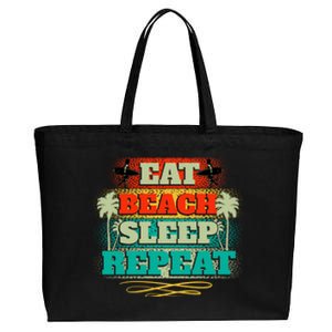 Eat Beach Sleep Repeat Retro Summer Fun Meaningful Gift Cotton Canvas Jumbo Tote