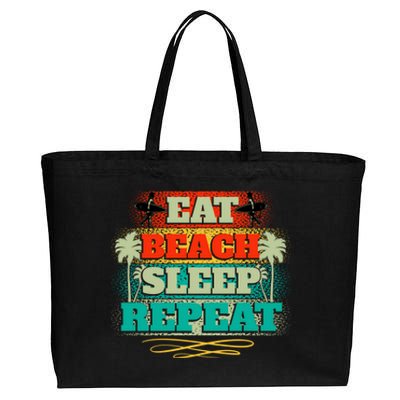 Eat Beach Sleep Repeat Retro Summer Fun Meaningful Gift Cotton Canvas Jumbo Tote