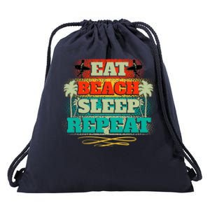 Eat Beach Sleep Repeat Retro Summer Fun Meaningful Gift Drawstring Bag