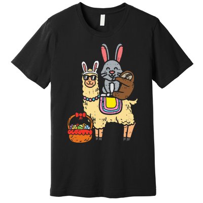 Easter Bunny Sloth On Llama Eggs Cute Alpaca Premium T-Shirt