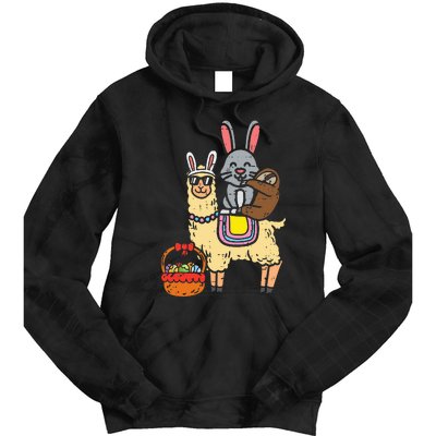 Easter Bunny Sloth On Llama Eggs Cute Alpaca Tie Dye Hoodie