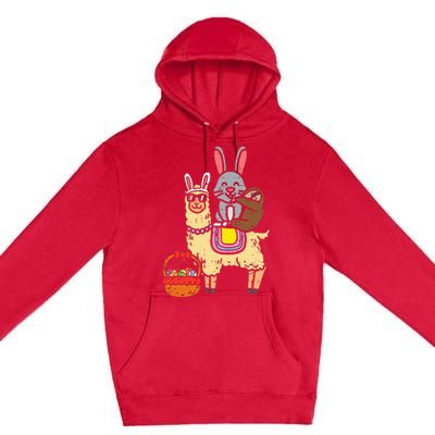 Easter Bunny Sloth On Llama Eggs Cute Alpaca Premium Pullover Hoodie