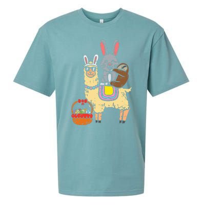 Easter Bunny Sloth On Llama Eggs Cute Alpaca Sueded Cloud Jersey T-Shirt