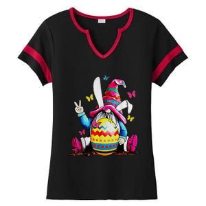 Easter Bunny Spring Gnome Easter Egg Hunting And Basket Ladies Halftime Notch Neck Tee